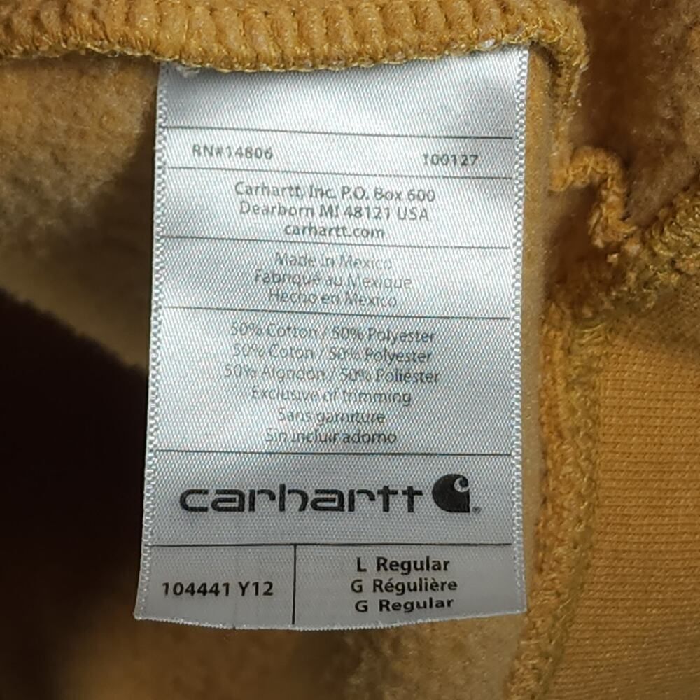 Carhartt Men's Sz Large Mustard Crew Neck Thick Loose Workwear Pullover Sweater - Picture 8 of 14